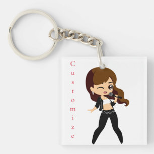 Cool Girl Sings Karaoke Thunder_Cove Keychain