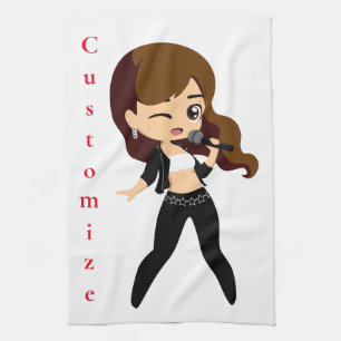 Cool Girl Sings Karaoke Thunder_Cove Kitchen Towel