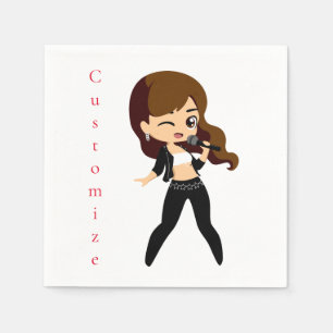 Cool Girl Sings Karaoke Thunder_Cove Napkins