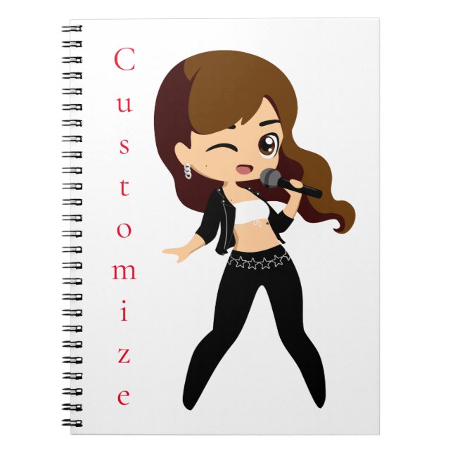Cool Girl Sings Karaoke Thunder_Cove Notebook (Front)
