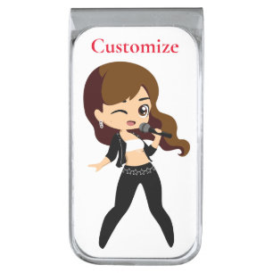 Cool Girl Sings Karaoke Thunder_Cove Silver Finish Money Clip