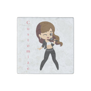 Cool Girl Sings Karaoke Thunder_Cove Stone Magnet