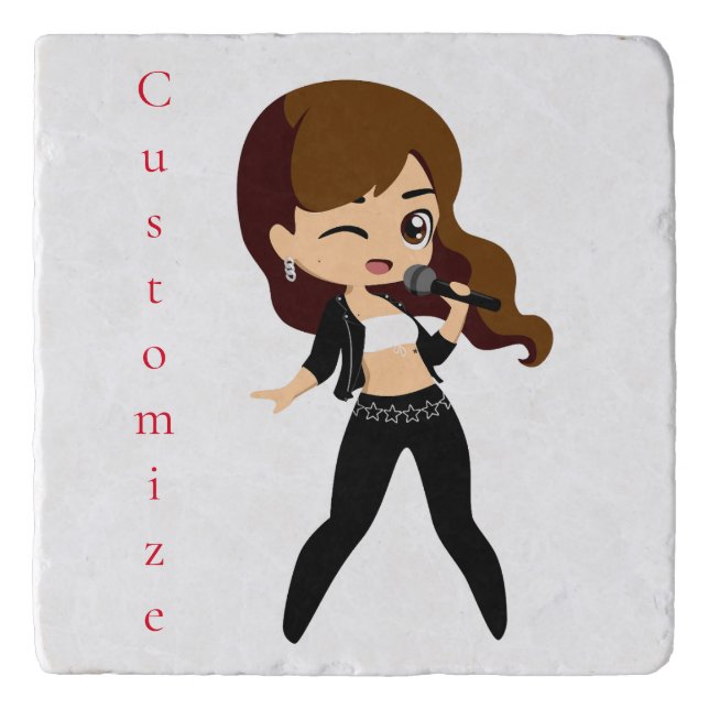 Cool Girl Sings Karaoke Thunder_Cove Trivet (Front)