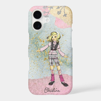 Cool Girl With Blonde Hair Gold Name iPhone 17 Case