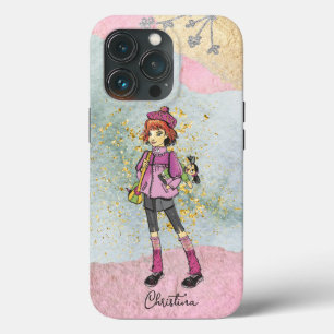 Cool Girl With Red Hair Gold Name iPhone 13 Pro Case