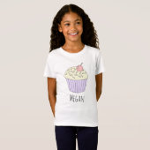 Cool Girl's Doodle Cupcake Muffin with Name T-Shirt (Front Full)
