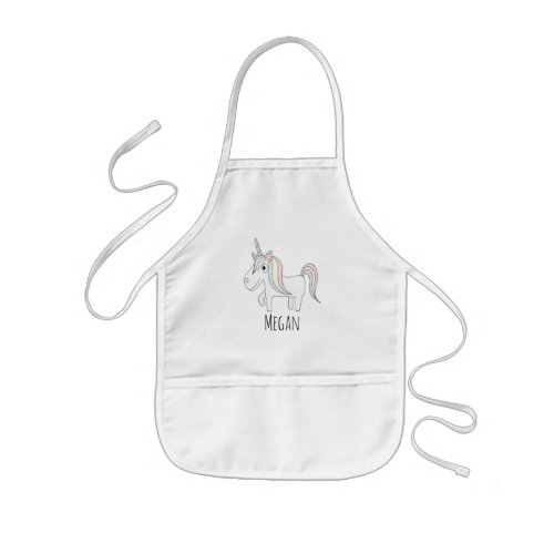 Cool Girls Doodle Magical Unicorn with Name Kids Apron