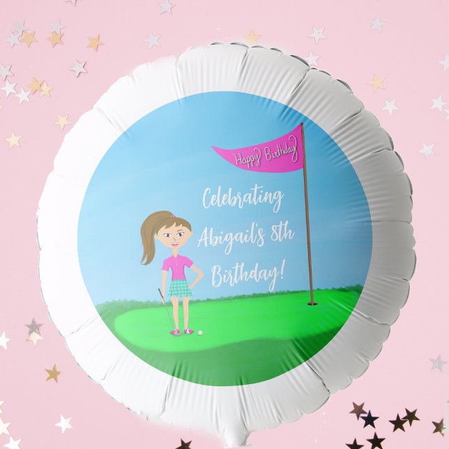 Cool Girl's Golfing Themed Birthday Party Cake Pop Balloon (Creator Uploaded)