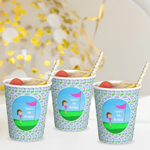 Cool Girls Golfing Themed Birthday Party Paper Cups