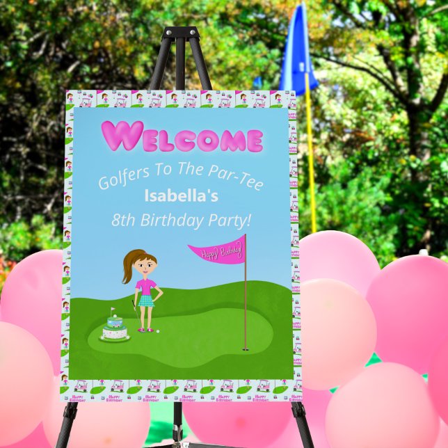 Cool Girl's Golfing Themed Birthday Party Welcome  Foam Board (Creator Uploaded)
