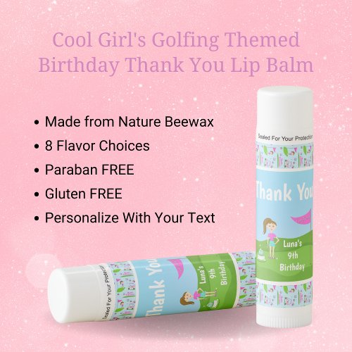 Cool Girls Golfing Themed Birthday  Thank You Lip Balm