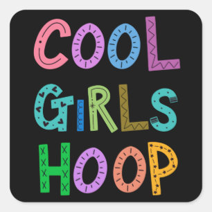 Cool Girls Hoop Hula Hoop Girl Womens Square Sticker
