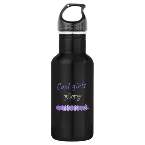 Cool Girls Play Tennis White and Purple Trendy Stainless Steel Water Bottle