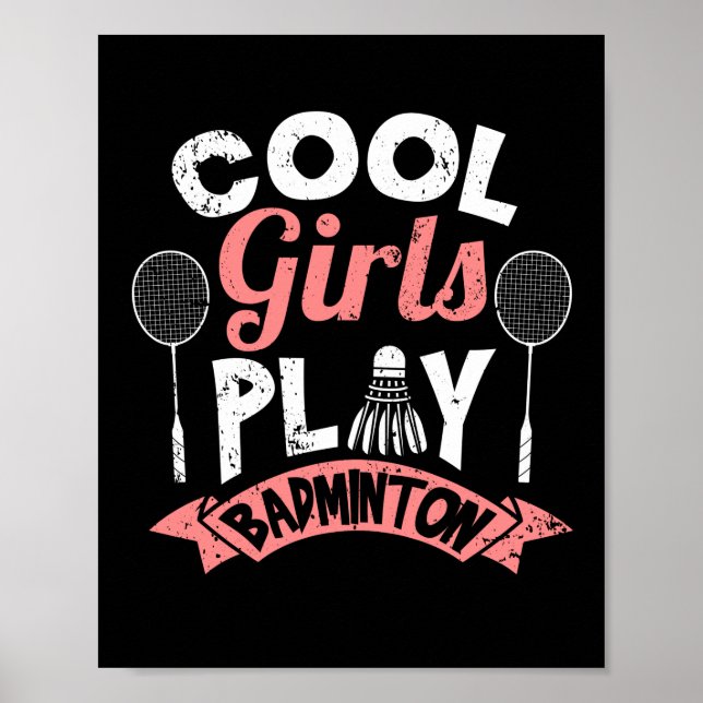 Cool girls playing badminton Funny badminton Poster (Front)