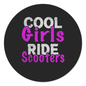 Cool Girls Ride Scooters Scooter Classic Round Sticker