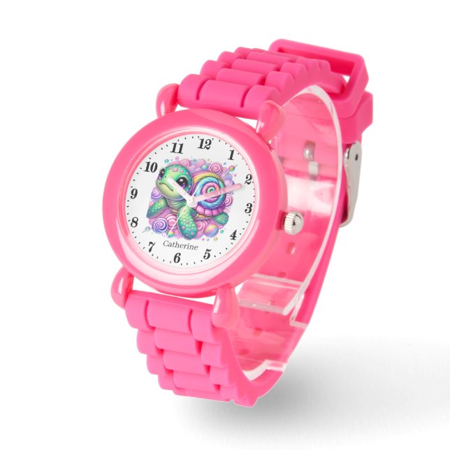 Cool girls sea turtle add name watch (Angle)