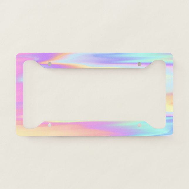 Cool Girly Colorful Holographic License Plate Frame (Front)