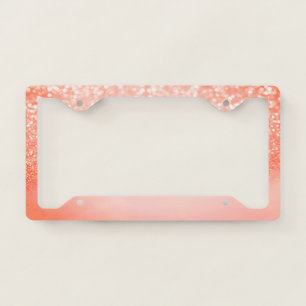 Cool Girly Glitter Bokeh Ombre License Plate Frame