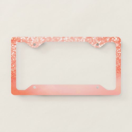 Cool Girly Glitter Bokeh Ombre License Plate Frame