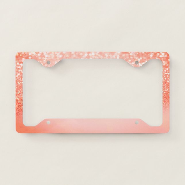Cool Girly Glitter Bokeh Ombre License Plate Frame (Front)