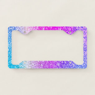 Cool Girly Glitter Ombre Violet License Plate Frame