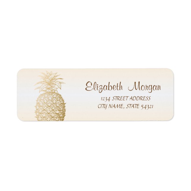 Cool Girly Gold Pineapple  Label (Front)