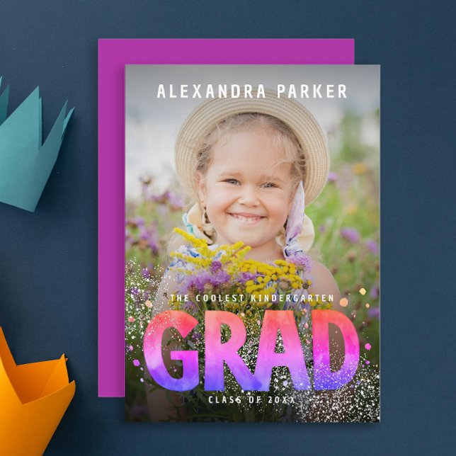Cool Girly Graduate Purple Pink Gradient Photo Announcement (Creator Uploaded)