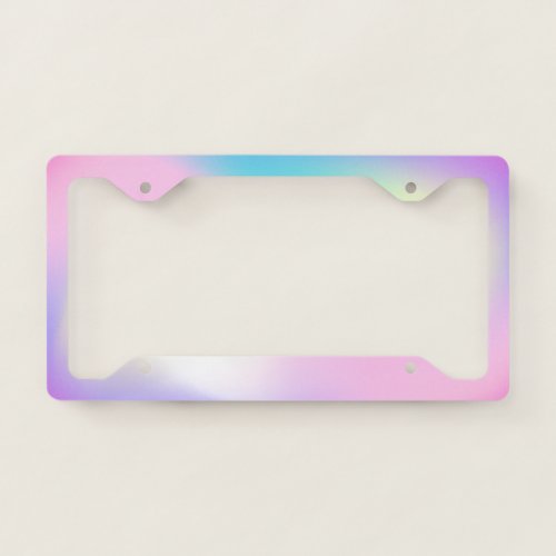 Cool Girly Holographic Iridescent Ombre License Plate Frame