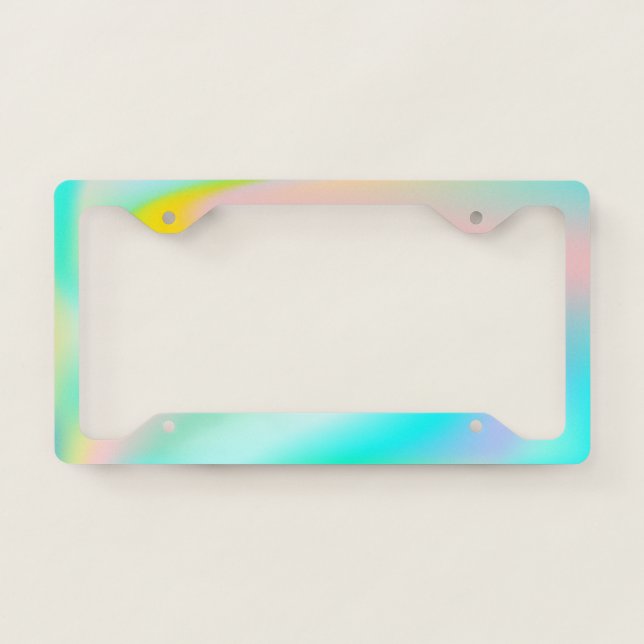 Cool Girly Holographic Ombre License Plate Frame (Front)