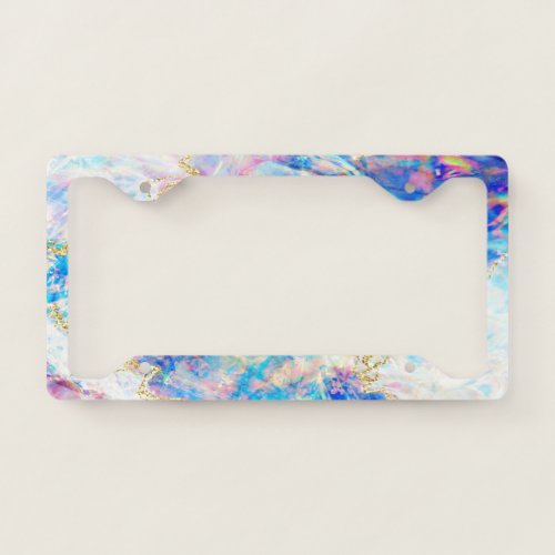 Cool Girly Holographic Opal Gold License Plate Frame