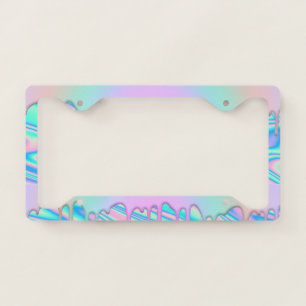 Cool Girly Holographic Rainbow Drips License Plate Frame