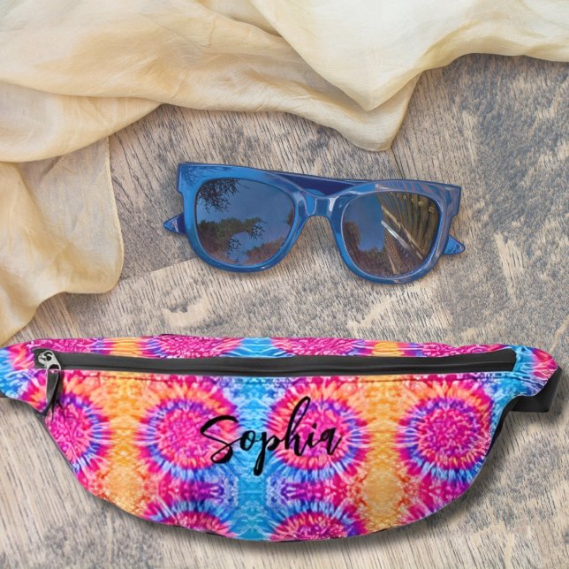 Cool Girly Hot Pink Blue Orange Tie Dye Teens Fanny Pack (Creator Uploaded)