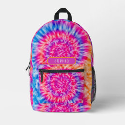 Cool Girly Hot Pink Blue Orange Tie Dye Teens Printed Backpack