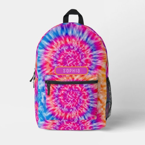 Cool Girly Hot Pink Blue Orange Tie Dye Teens Printed Backpack