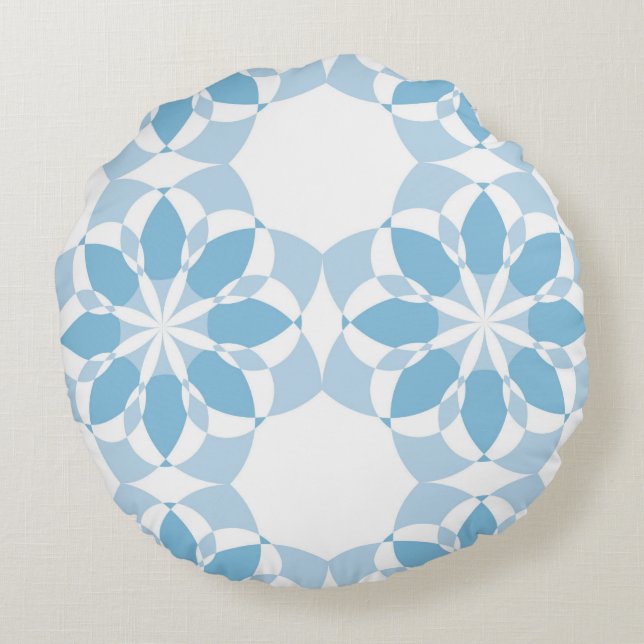 Cool, girly, modern, trendy unique flower abstract round pillow (Back)