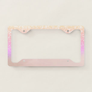 Cool Girly Ombre Glitter Bokeh Ombre License Plate Frame