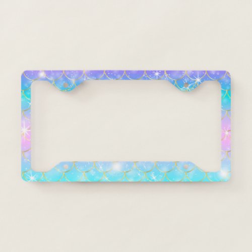 Cool Girly Ombre Mermaid Scales License Plate Frame