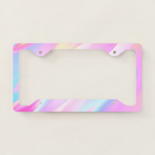 Cool Girly Ombre Pastel Colorful License Plate Frame