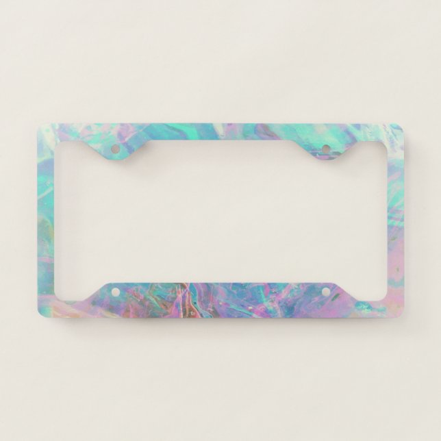 Cool Girly Opal Iridescence License Plate Frame (Front)