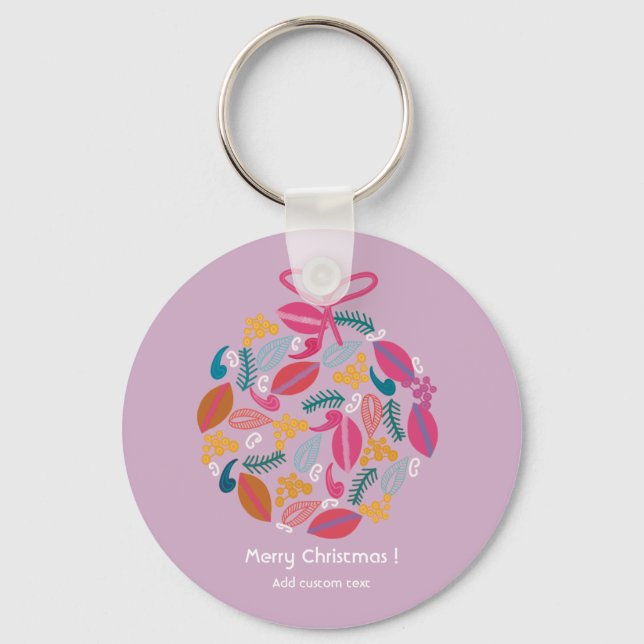 cool girly pink christmas customized    keychain (Front)