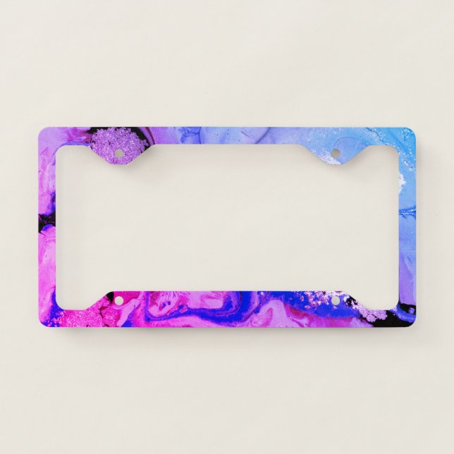 Cool Girly Purple  Marble License Plate Frame (Front)