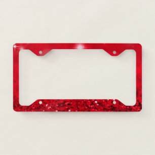 Cool Girly Red Glitter Bokeh License Plate Frame