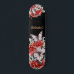 Cool Girly Red Roses & Butterfly Skate Deck<br><div class="desc">Personalize this Girl's Cool Floral Butterfly Skate Deck for your favorite girl!
Thank you for shopping my store.
All My Love,
Fluid And Digital & Dotted Arts</div>