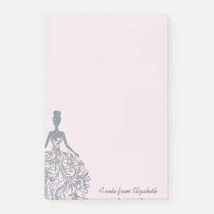 Cool Girly Silver Glitter Dress - Personalized Post-it Notes