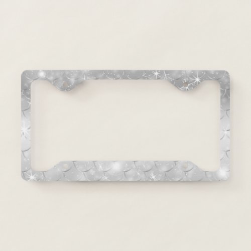 Cool Girly Silver Mermaid Scales License Plate Frame