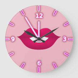 Cool Girly  Trendy Lips -Personalized Large Clock