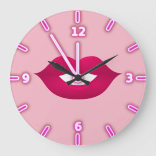 Cool Girly Trendy Lips -Personalized Large Clock