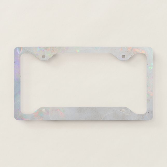 Cool Girly White Opal Iridescence  License Plate Frame (Front)
