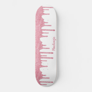 Cool Glam Pink Sparkle Dripping Glitter Skateboard