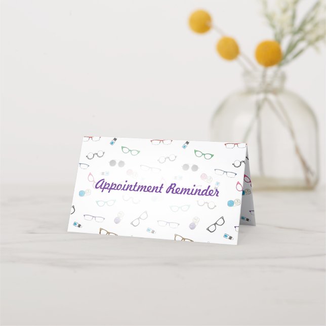 Cool Glasses and Contacts Eye Care Appointment Card (Front)
